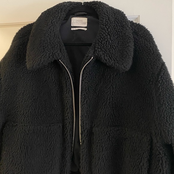 Urban Outfitters Cropped Teddy Jacket - Black - Picture 6 of 6